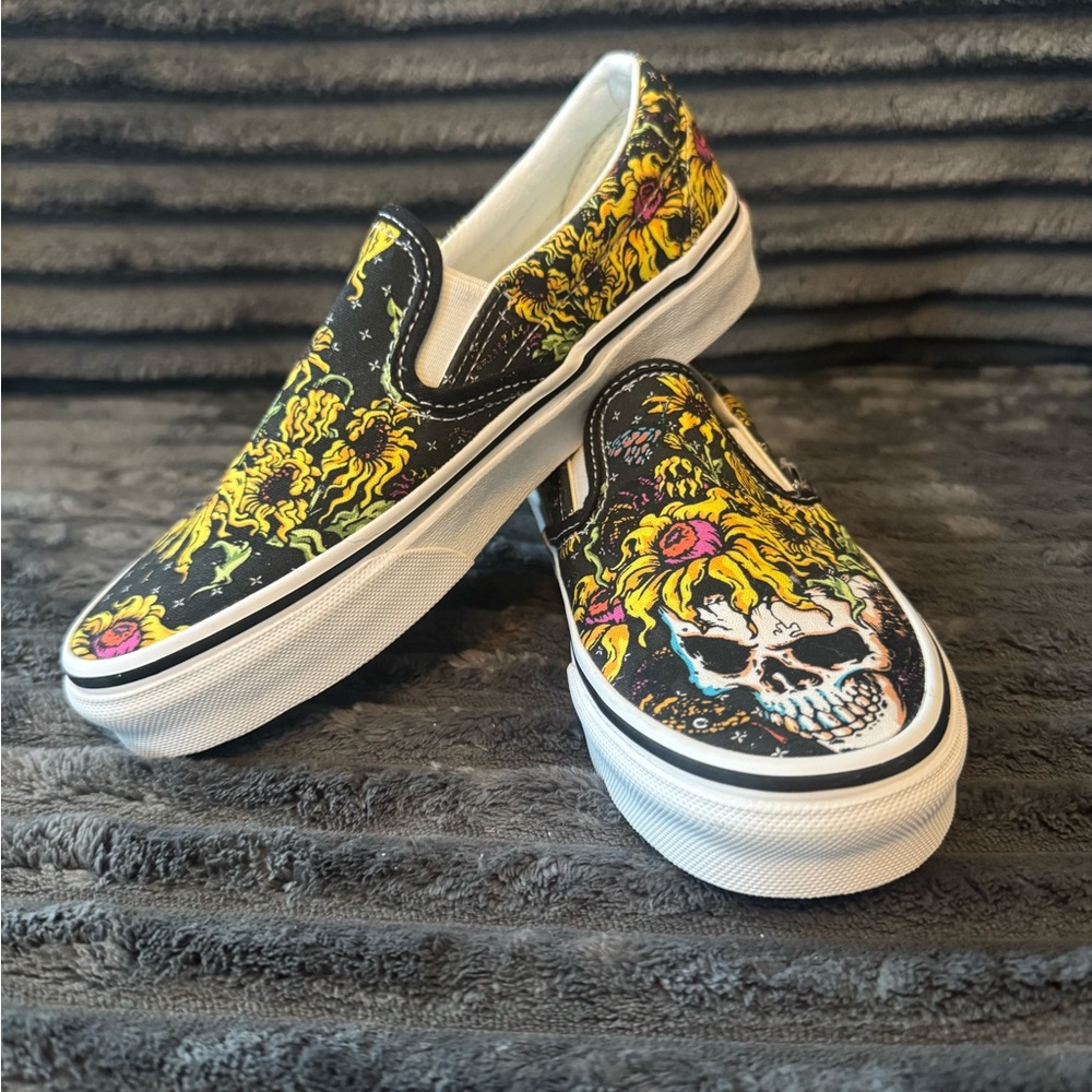 Skull and Floral Slip-On Sneakers